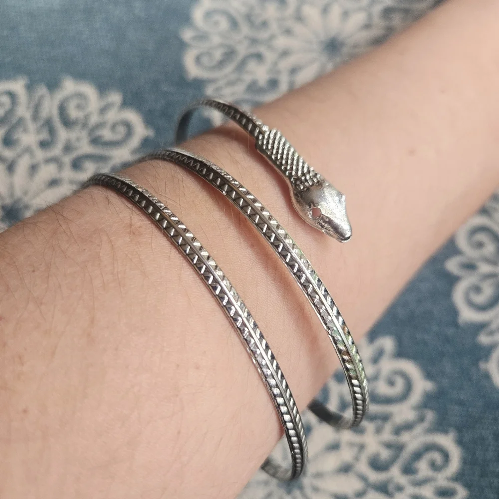 Silver Snake Cuff Bracelet